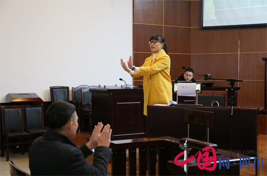 蓬安法院庭审现场为聋哑人被告请翻译